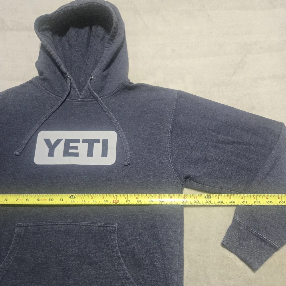 Yeti Logo Pullover Hoodie Blue-Gray Men's Sz M Yeti Coolers Camping Outdoors - Picture 6 of 7